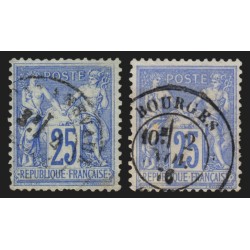 n°78b, Sage 25c outremer sur vert-clair, oblitéré, nuance RARE - TB D'ASPECT