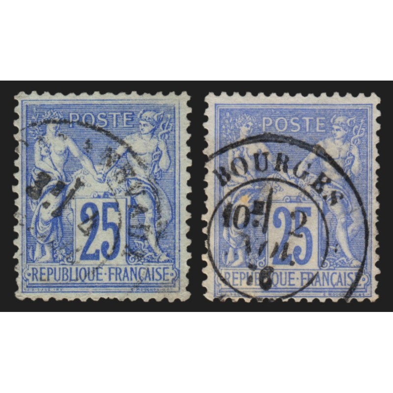 n°78b, Sage 25c outremer sur vert-clair, oblitéré, nuance RARE - TB D'ASPECT