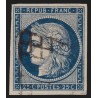 n°4, Cérès 1850, 25c bleu, oblitéré grille noire - TB