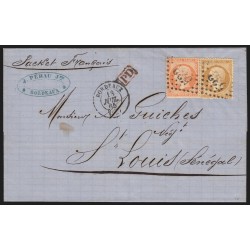 n°21 + 23, lettre de Bordeaux pour le SÉNÉGAL Saint-Louis, 1865 - TB