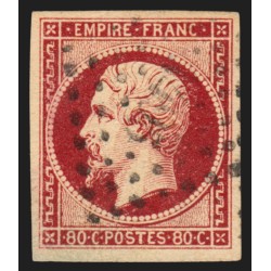 n°17Al, Napoléon non-dentelé 80c carmin-foncé, oblitéré - TB