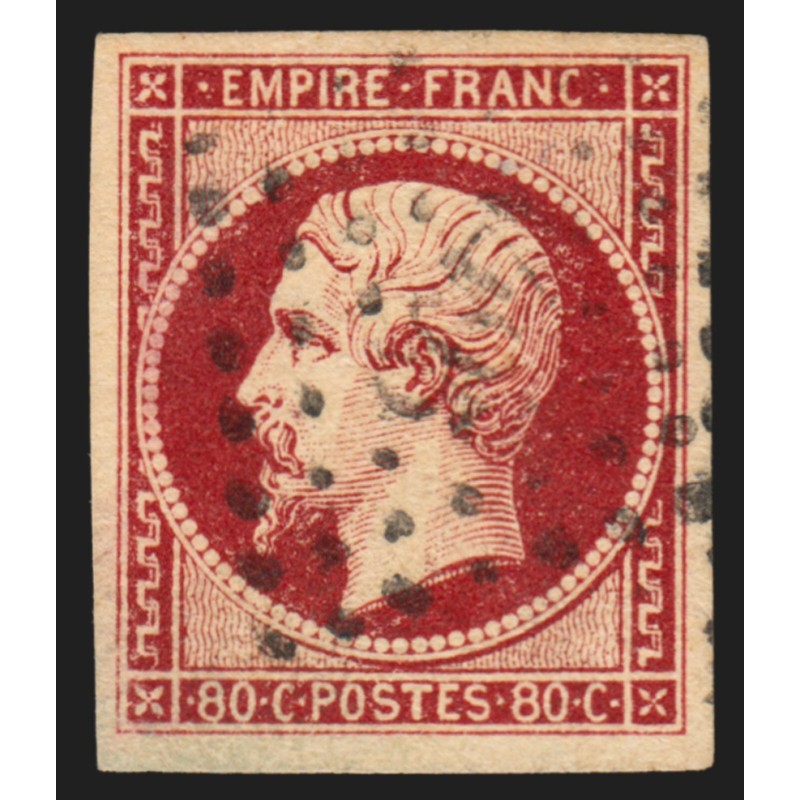 n°17Al, Napoléon non-dentelé 80c carmin-foncé, oblitéré - TB