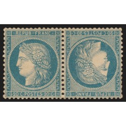 n°37d, Tête-bêche, Cérès Siège de Paris, 20c bleu, neuf * , Certificat ROUMET