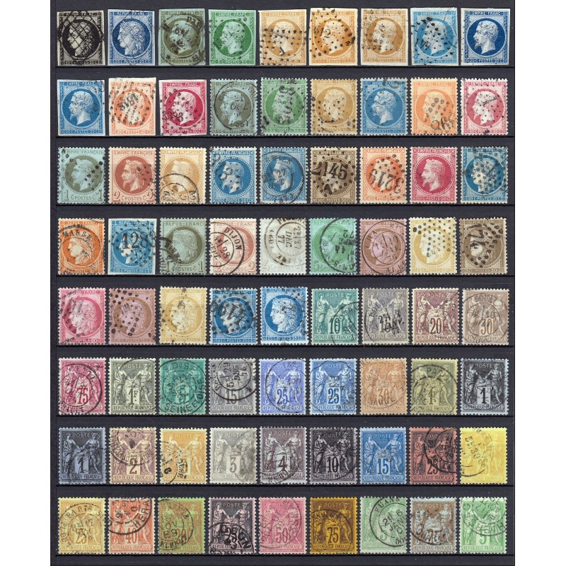 France 1849/1890 - Collection timbres Cérès Napoléon, COTE 1490 € - TB D'ASPECT