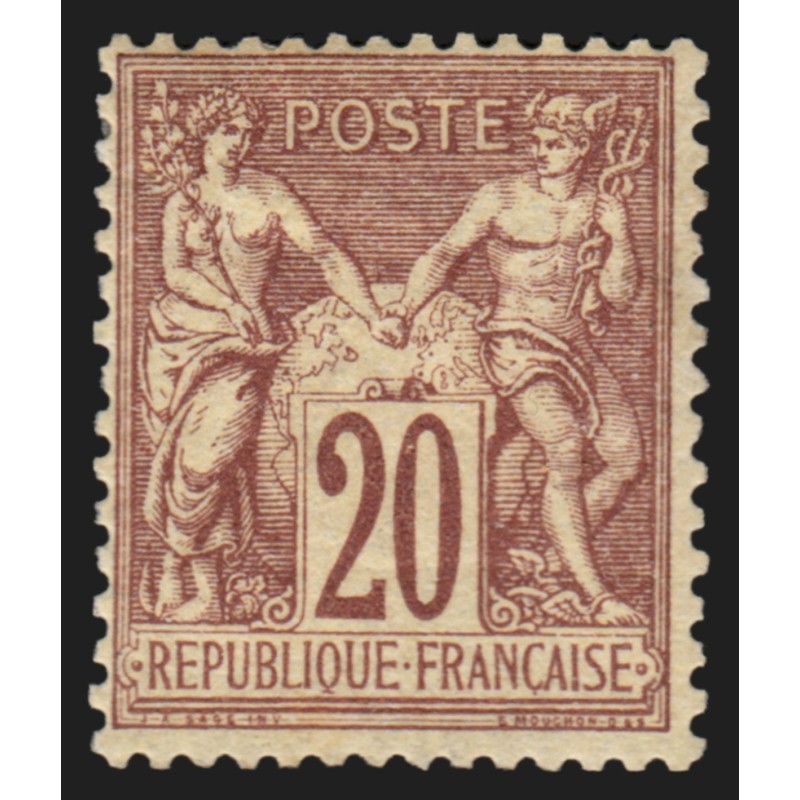 n°67, Sage 20c brun-lilas, Type I, neuf * légère trace de charnière - TB