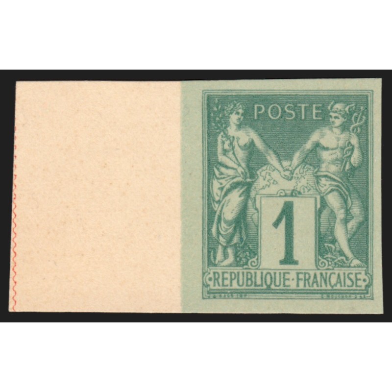 n°61c, Granet, non-dentelé, papier bristol, Sage 1c vert-sur-vert, neuf (*)