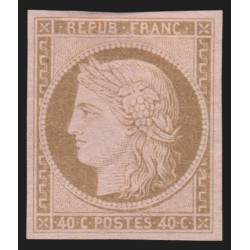 n°5, Cérès 1849, essai de couleur, 40c bistre-brun sur rose, neuf (*) - TB