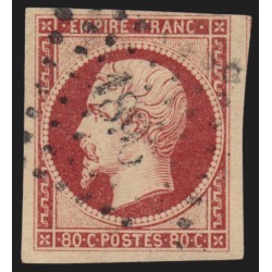 n°17A, Napoléon non-dentelé, 80c carmin, oblitéré losange - TB