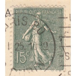 n°130f, variété Type VI de roulettes, Semeuse lignée 15c vert-gris - TB