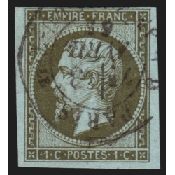 n°11, Napoléon non-dentelé, 1c olive, oblitéré càd Paris - TB