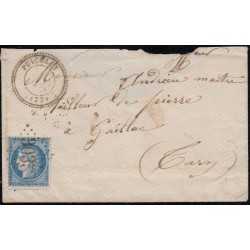 n°60A, oblitéré GC 3035 PUICELCY Tarn sur lettre pour Gaillac du Tarn 1873