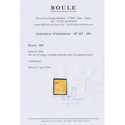 n°359b, surcharge renversée, Paix 80c/1fr orange, neuf ** SUPERBE - Certificat