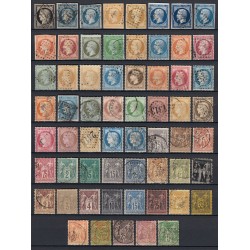 France 1849/1890 Collection 61 timbres Cérès, Napoléon, Sage COTE 1120 € - B/TB