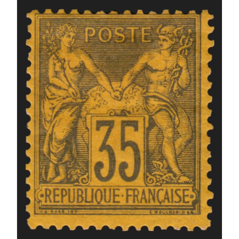 n°93, Sage 35c violet-noir, neuf * avec charnière - B/TB