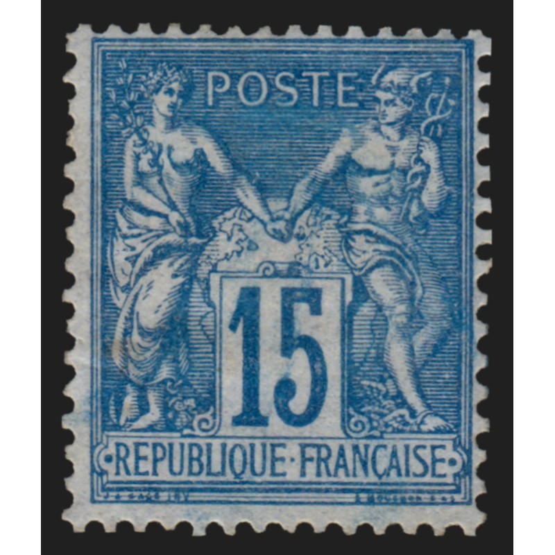 n°90a, Sage 15c bleu sur bleu, neuf * charnière forte - TB D'ASPECT