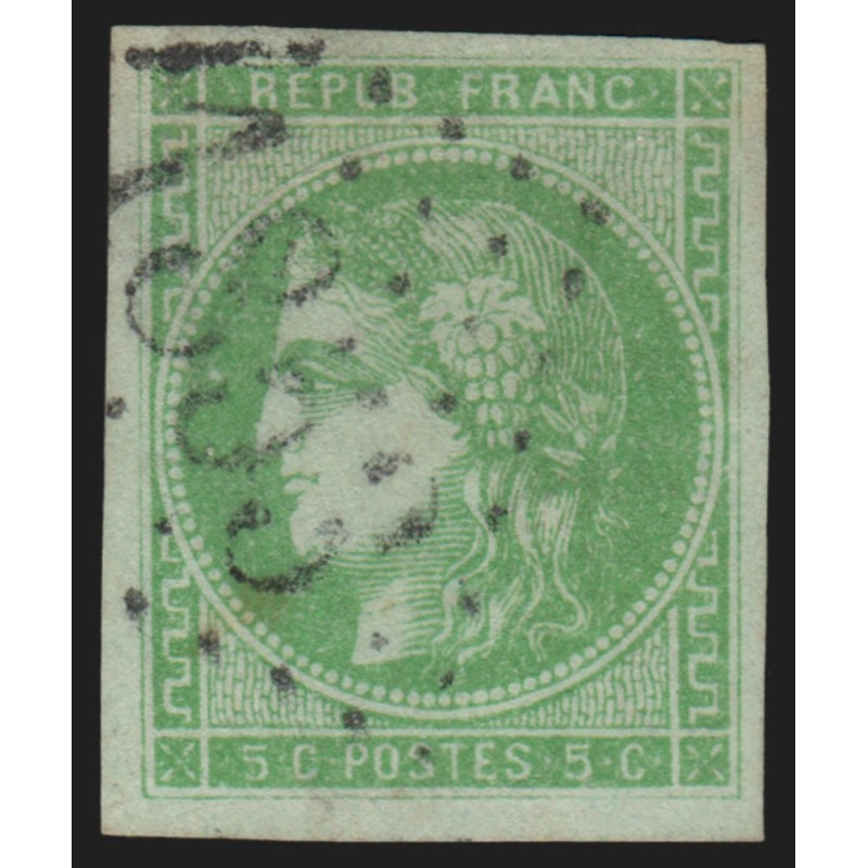 n°42B, Bordeaux 5c vert-jaune, oblitéré GC 1853 IWUY Nord, signé A.BRUN - TB