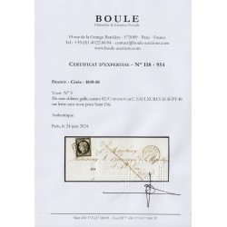 n°3, Cérès 20c noir càd SAULXURES + cursive 82/CORNIMON sur lettre - Certificat