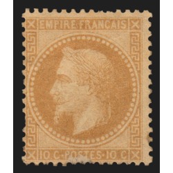 n°28B, Napoléon Lauré, 10c bistre, Type II, neuf * trace de charnière - défaut