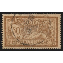 n°120c, variété "sans teinte de fond", Merson 50c brun et gris, oblitéré - B/TB