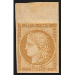 n°1f, Cérès 10c bistre-clair, réimpression de 1862, neuf * avec charnière - TB