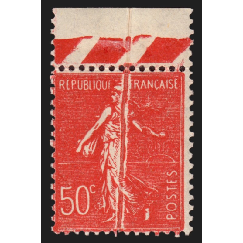 n°199, variété "pli accordéon", Semeuse 50c rouge, neuf ** sans charnière - TB