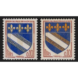 n°1353 variété "couleur or dégradée", Armoirie de Troye, neuf ** sans charnière