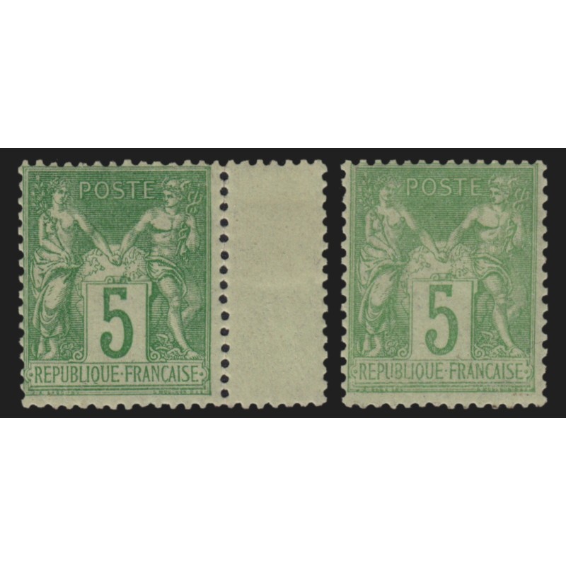 n°102 en 2 nuances de couleur, Sage 5c vert-jaune, neufs ** sans charnière - TB