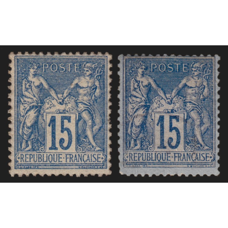 n°90/90a, Sage 15c bleu + bleu-sur-bleu, neuf * avec charnière GNO