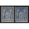 n°90/90a, Sage 15c bleu + bleu-sur-bleu, neuf * avec charnière GNO