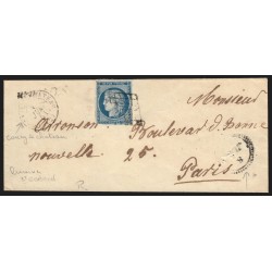 n°4, oblitéré COUCY-LE-CHÂTEAU + cursive ST-GOBAIN + bloc-dateur 1851 - RARE