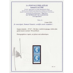 n°22, variété "timbre plus grand tenant à normal", neuf * - Certificat - TB