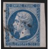 n°14A petit bord de feuille droit, Napoléon 20c bleu, oblitéré - SUPERBE