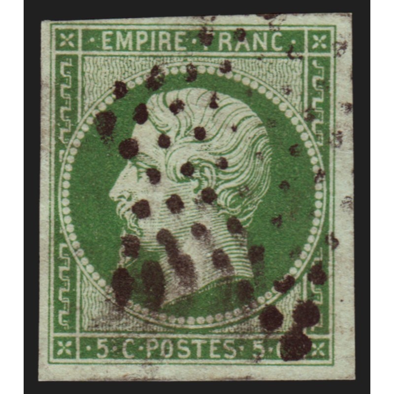 n°12b, Napoléon 5c vert-foncé, oblitéré étoile de Paris - TB