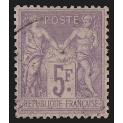 n°95, Sage 5fr violet sur lilas, oblitération très légère - SUPERBE