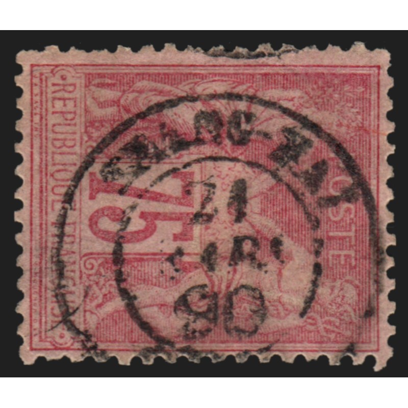 n°81, Sage 75c rose, Type II (N sous U), oblitéré càd SHANG-HAÏ Chine - B/TB