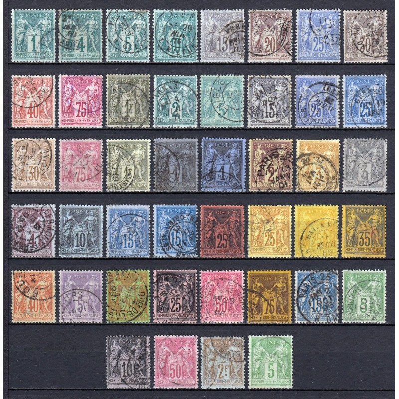 France 1876/1890 - Collection de 44 timbres au type Sage - COTE 1.240 €